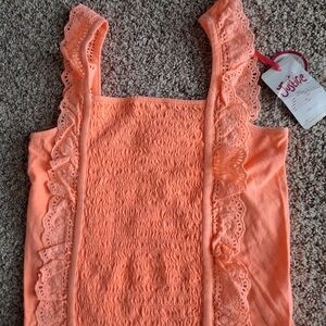 Justice Orange Lace Trim Tank Top
